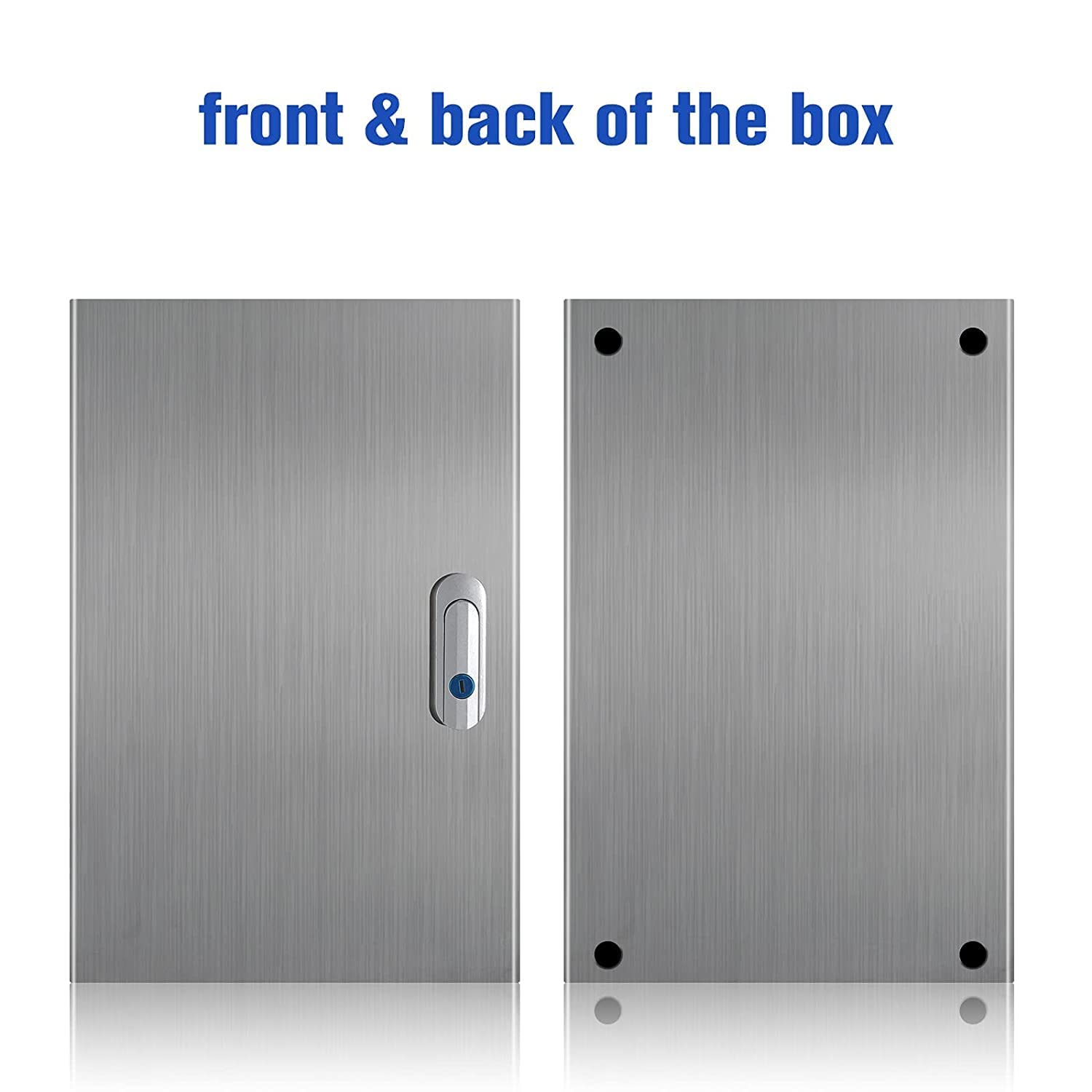 201 Stainless Steel IP64 Waterproof Metal Junction Box with Lock, 11.8"x 9.8"x 6.5", Pack of 2 Q928213