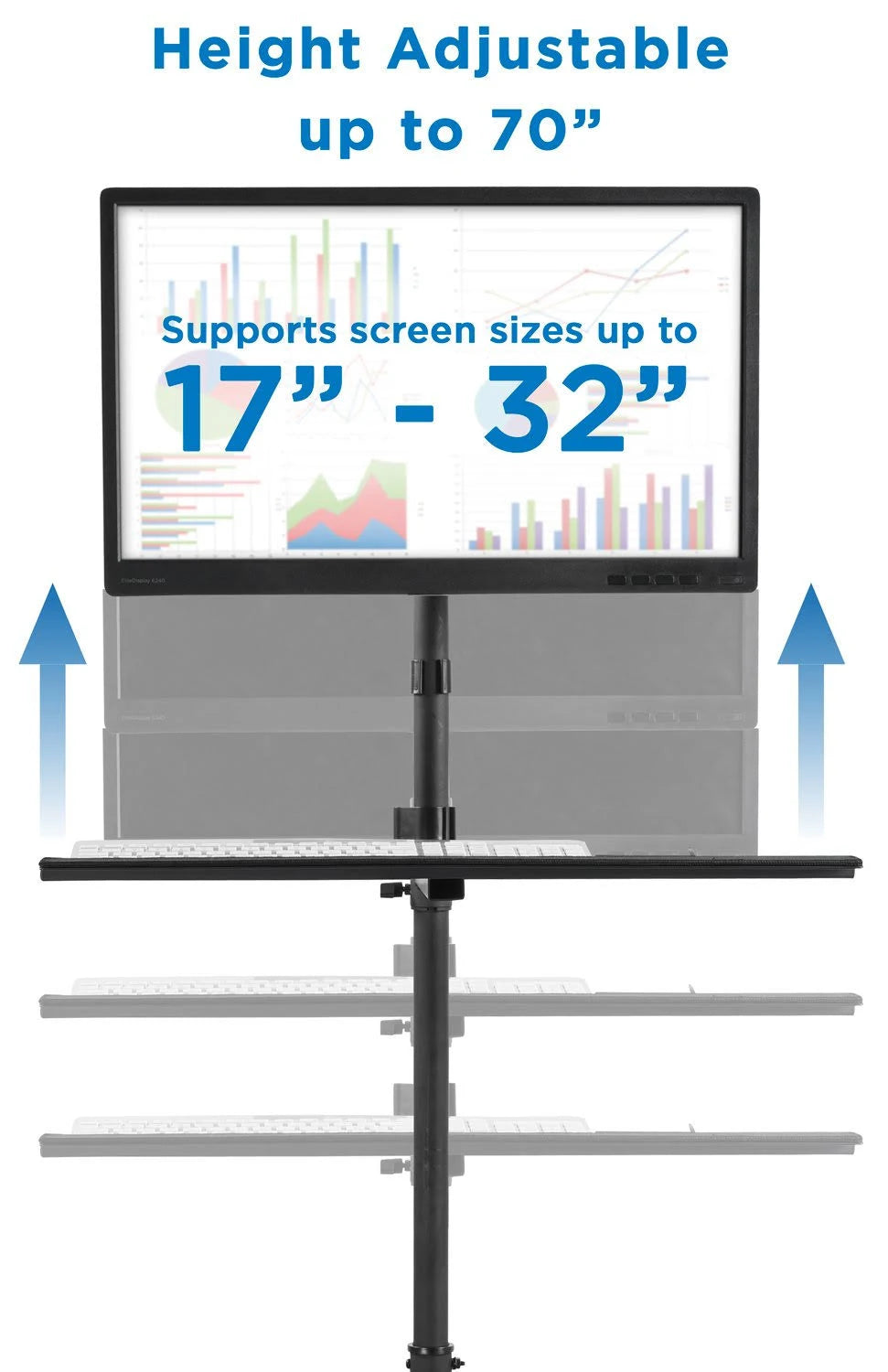 Black Mobile Cart with Monitor Mount and CPU Holder N455