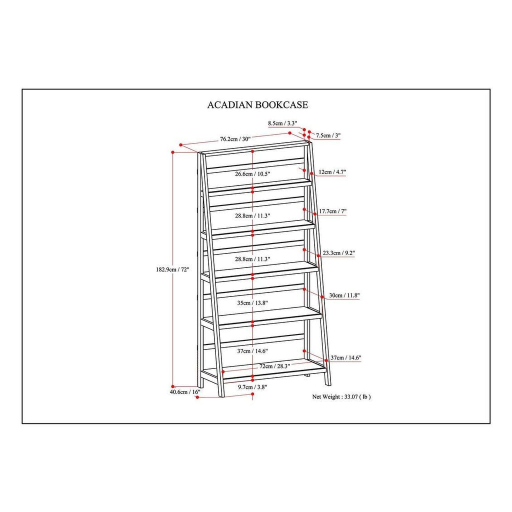 White Solid Wood Bookcase U507