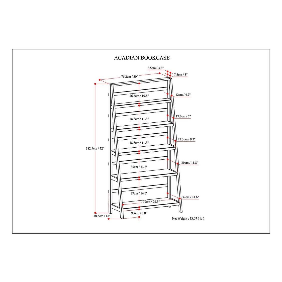 White Solid Wood Bookcase U507