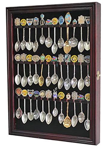 Cherry Finish Glass Door Spoon Display Case Rack Cabinet X6247