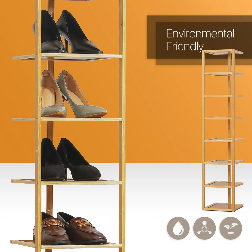 Bamboo 8 Tiers Corner Shoes Rack F69883