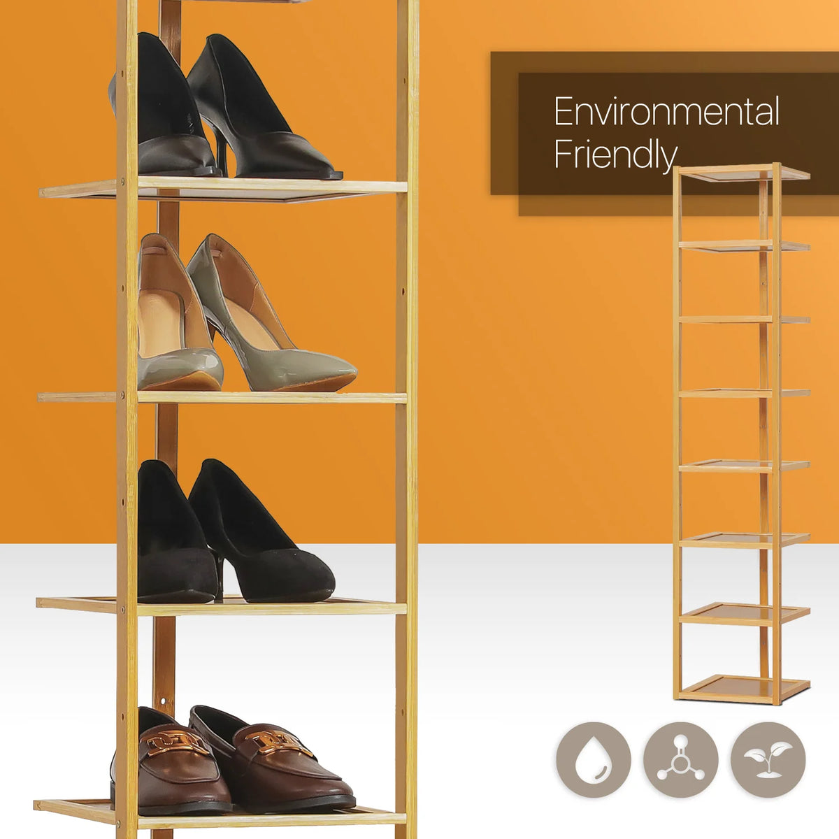 Bamboo 8 Tiers Corner Shoes Rack F69883