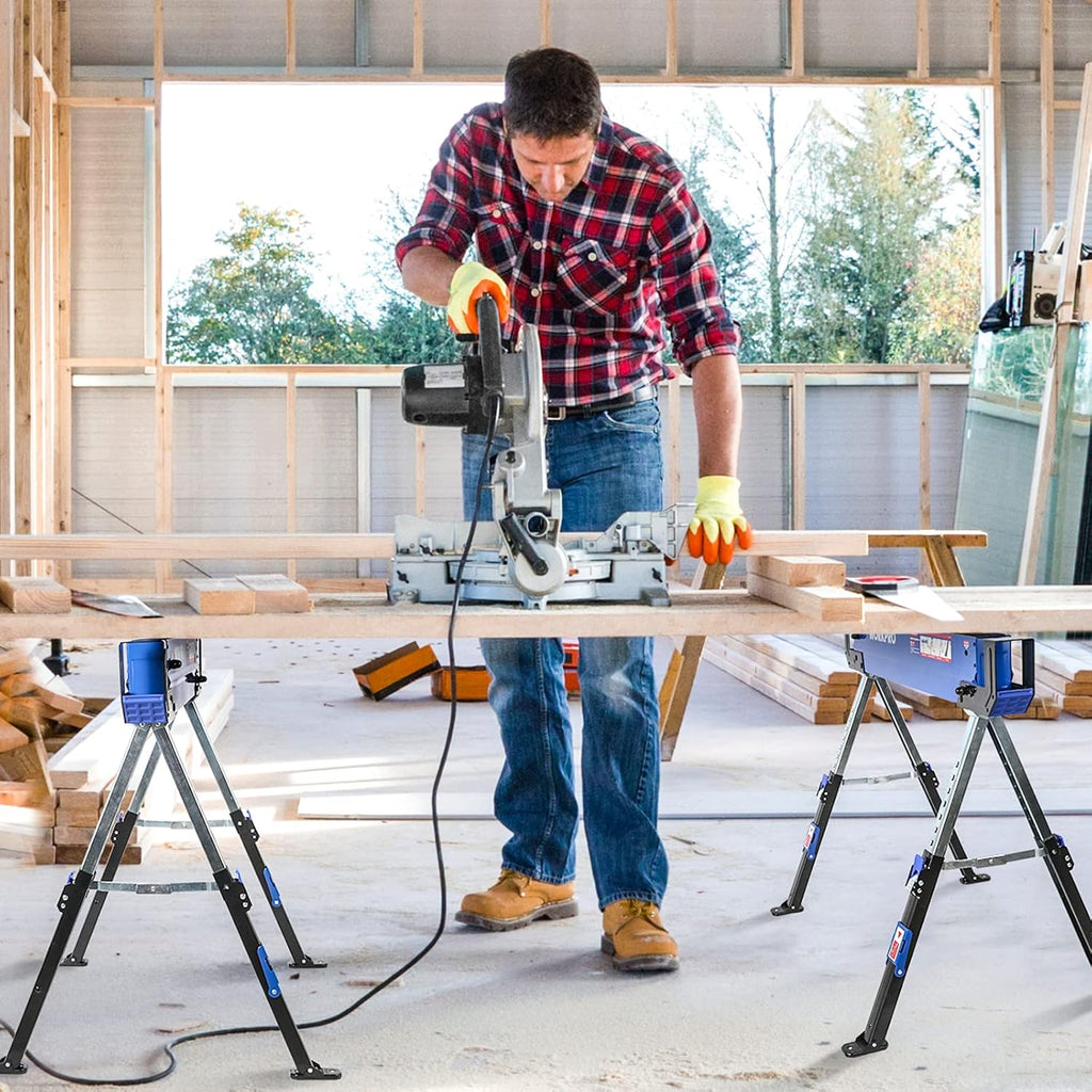 Folding Sawhorse 2-Pack Adjustable Heavy Duty 3000 lbs Load Capacity O375