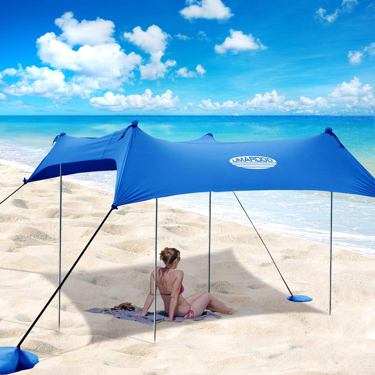 Pop Up Beach Sunshade Tent with Carrying Bag (Blue, 10X9 FT) R385826