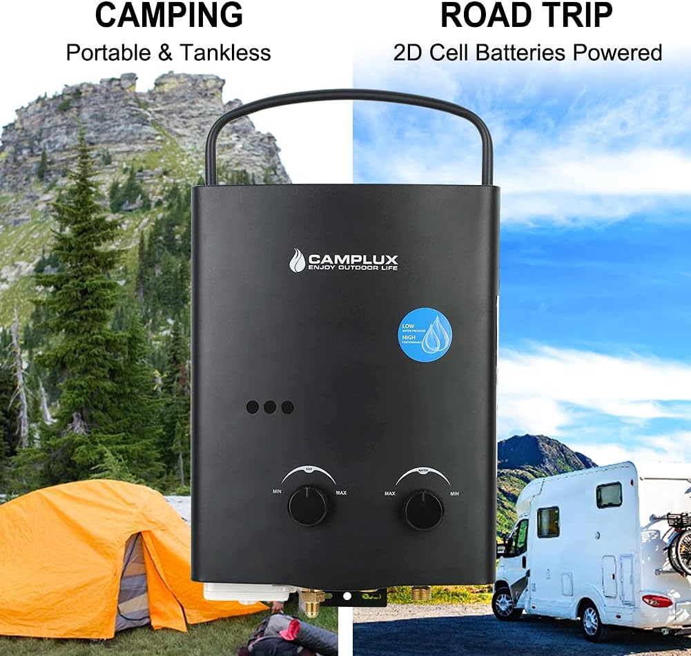 Black 1.32 GPM Outdoor Propane Portable Tankless Water Heater N697