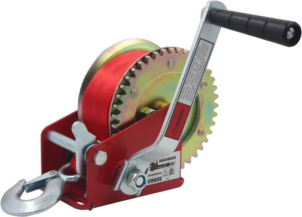 3500lbs Hand Winch with 32ft Red Strap, Pack of 2 F618741