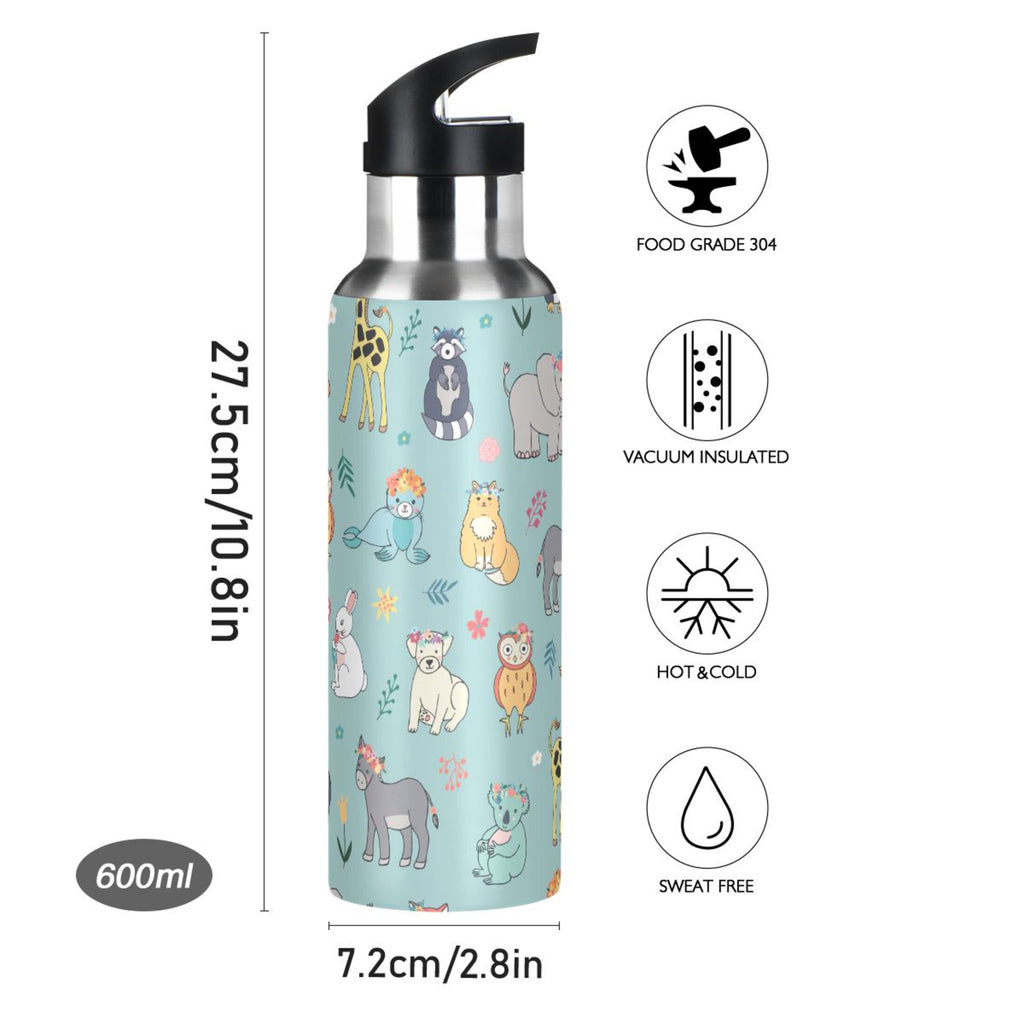 Green Stainless Steel Vacuum Insulated Water Bottle with Straw Lid 20 OZ S529