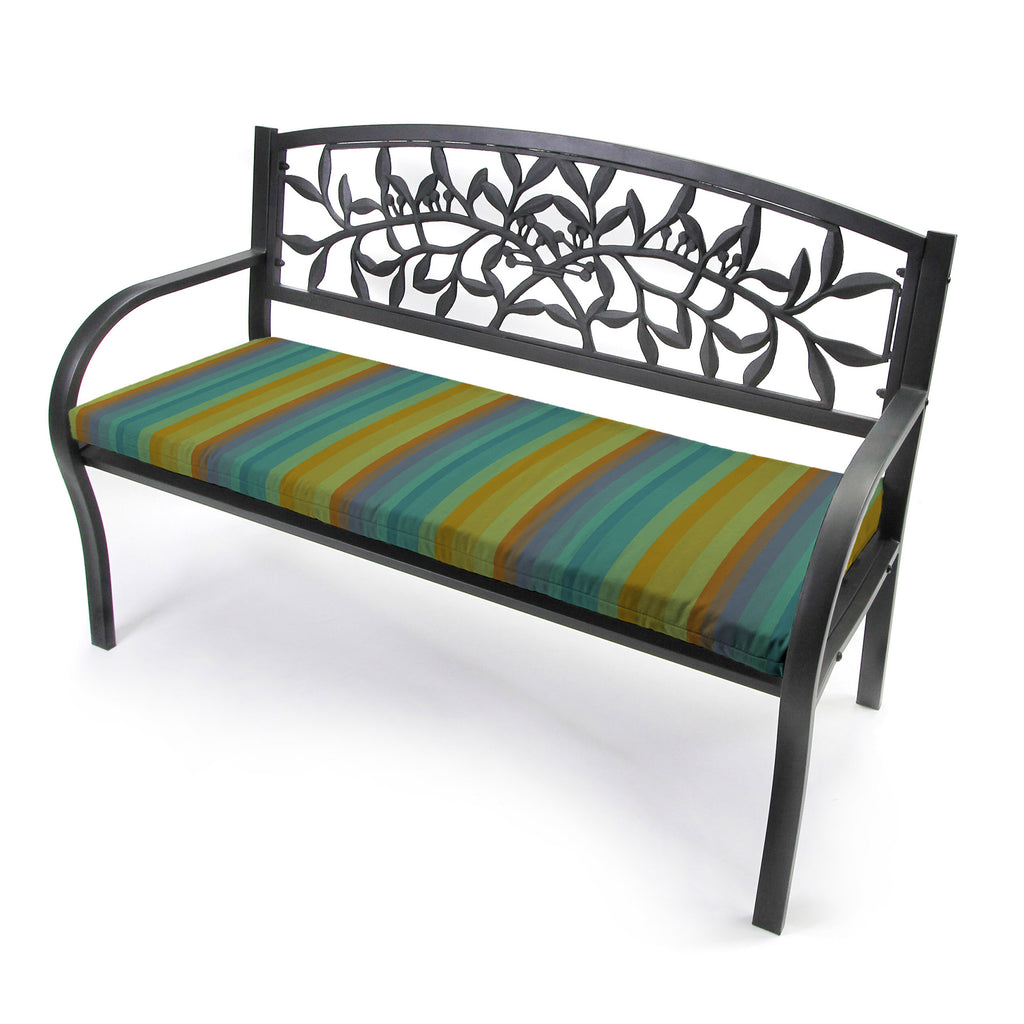 Sunbrella Multicolor Stripe Rectangular Outdoor Settee Swing Bench Cushion with Ties Z353852
