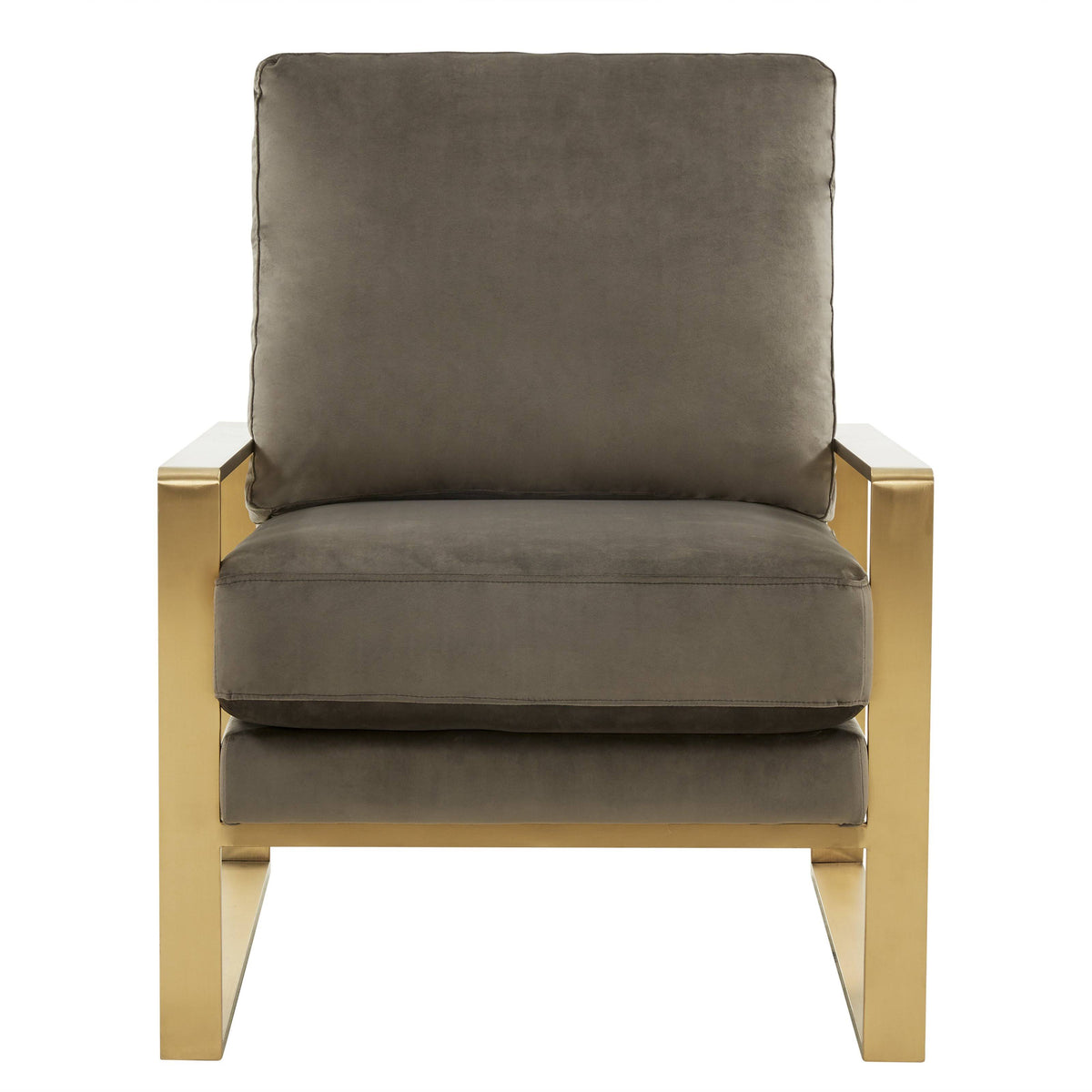 Beige Velvet Accent Armchair with Gold Frame U383