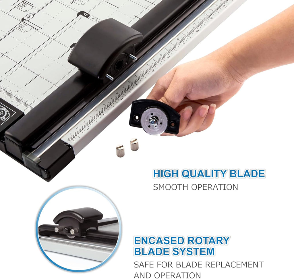 18 inch Rotary Paper Trimmer, Metal Base, 15 Sheet Cutting Capacity, Pack of 2 D991561