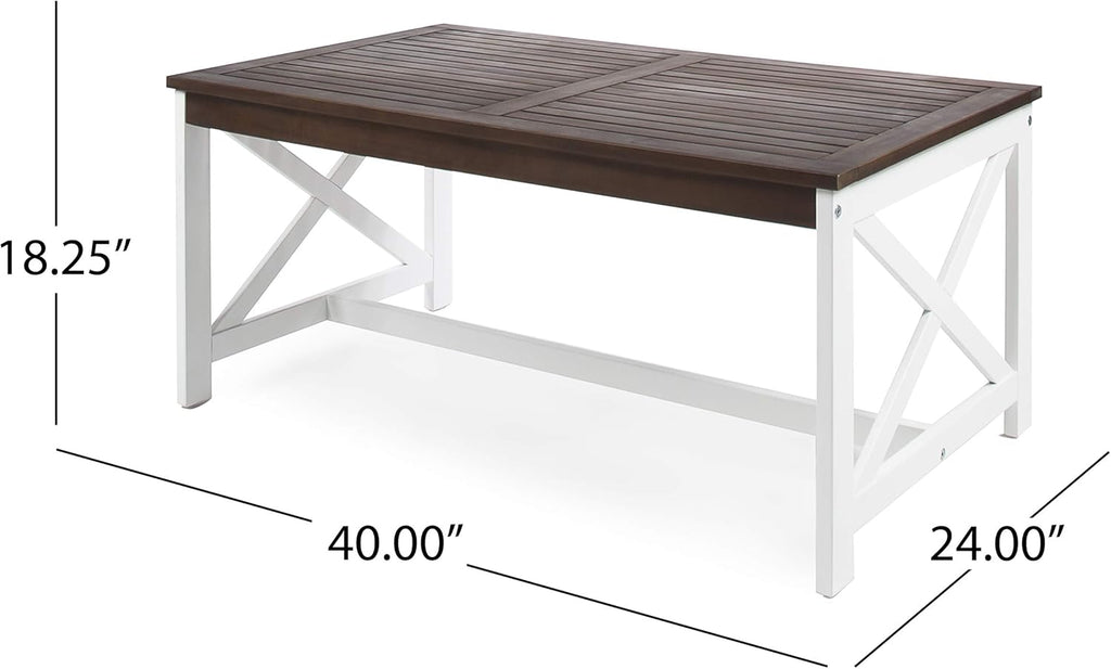 White Base / Dark Brown Top Acacia Wood Coffee Table O575890