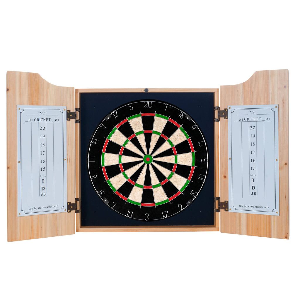 Beveled Wood Dart Cabinet Set X90907