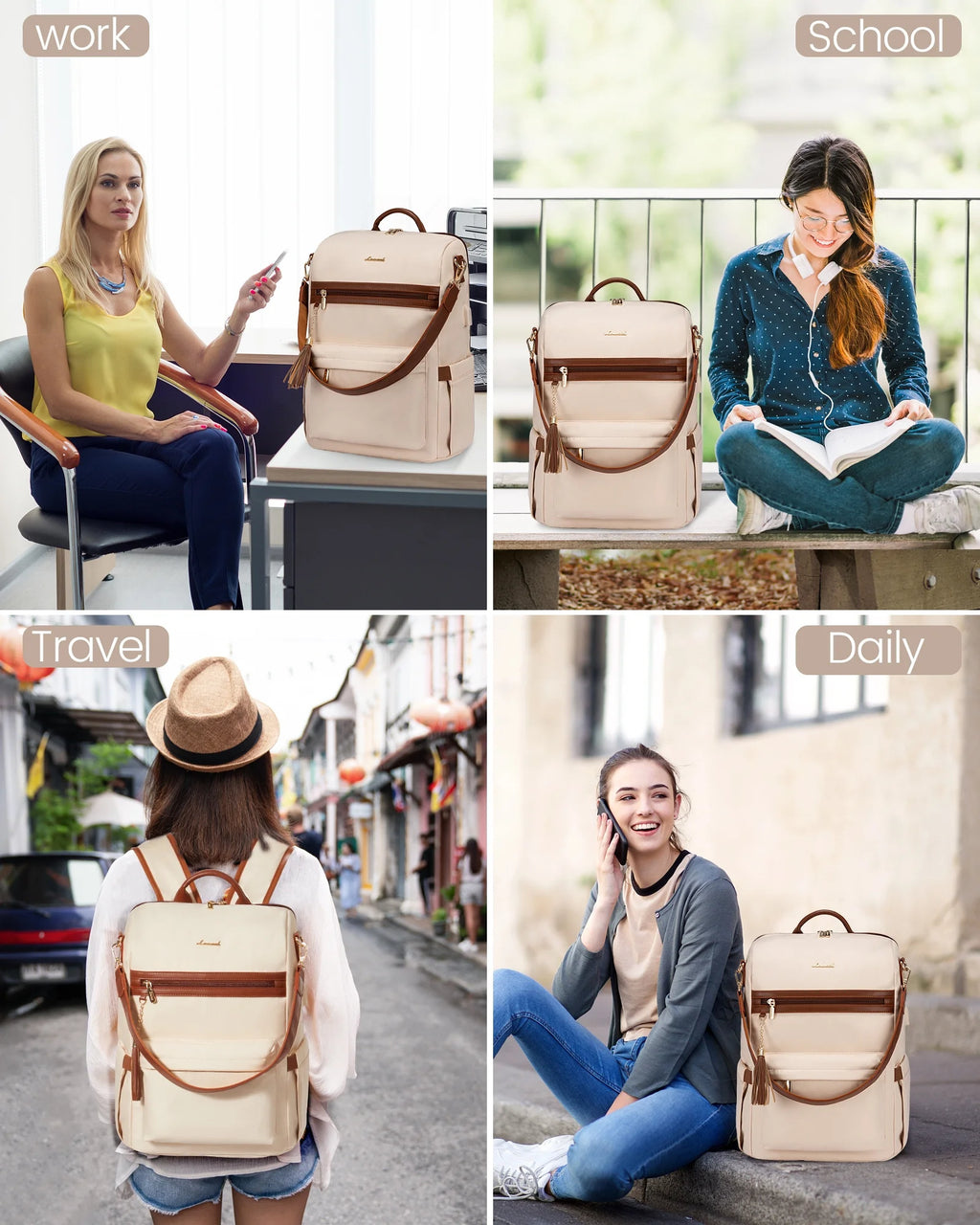 15.6" Laptop Backpack with USB Port Convertible Daypack U990