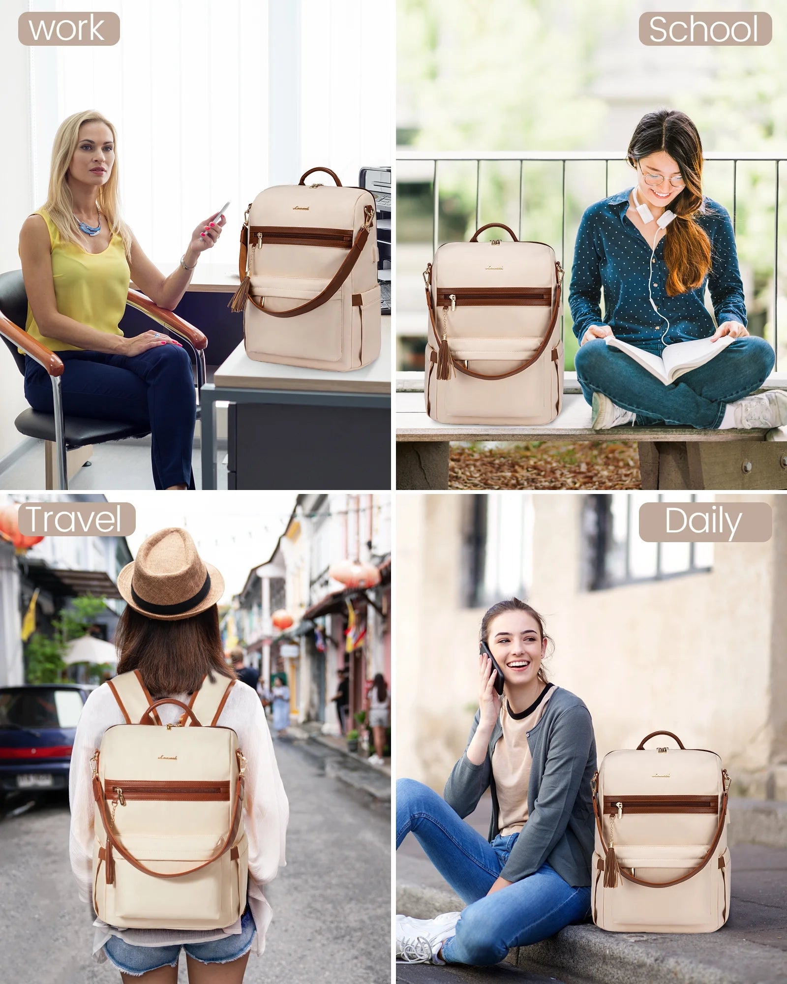 15.6" Laptop Backpack with USB Port Convertible Daypack U990