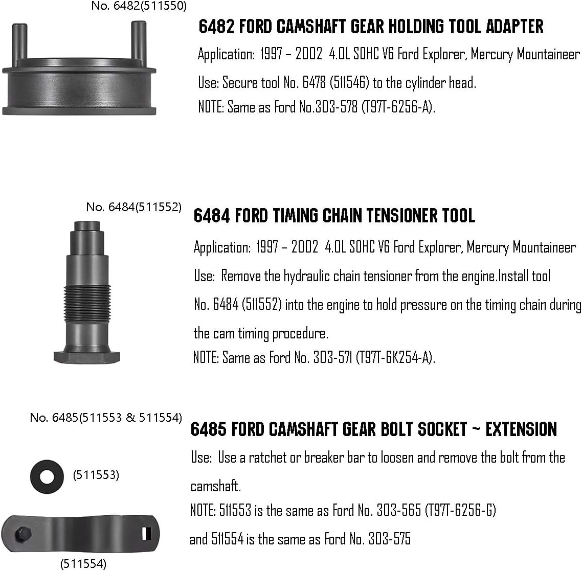 Timing Tool Kit for 4.0L SOHC V6 Engine N70686