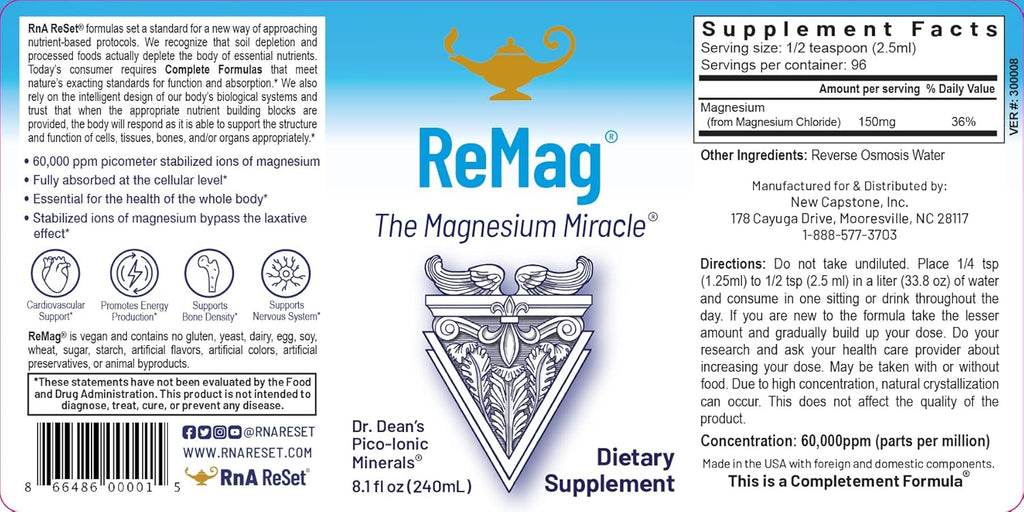 ReMag High Absorption Magnesium Liquid and ReMyte Mineral Solution, 240 ml Each, Pack of 2 A25406
