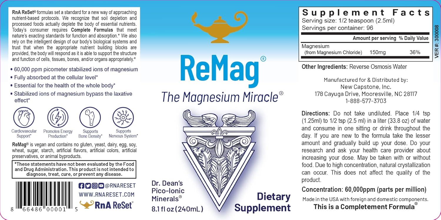 ReMag High Absorption Magnesium Liquid and ReMyte Mineral Solution, 240 ml Each, Pack of 2 A25406