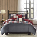 6 Piece Herringbone Duvet Cover Set Red King/Cal King P716