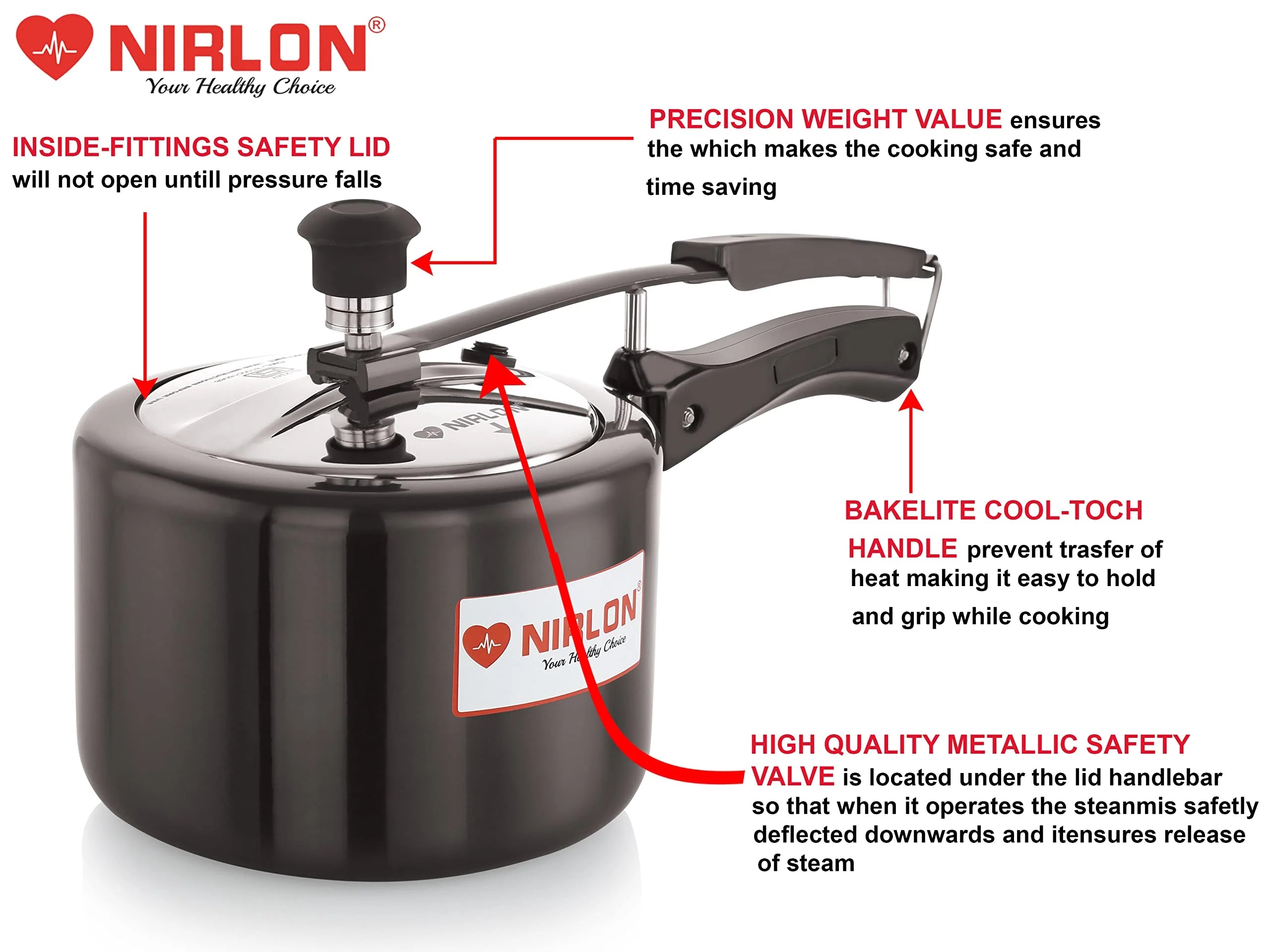 3 Litre Hard Anodised Aluminium Pressure Cooker W8568