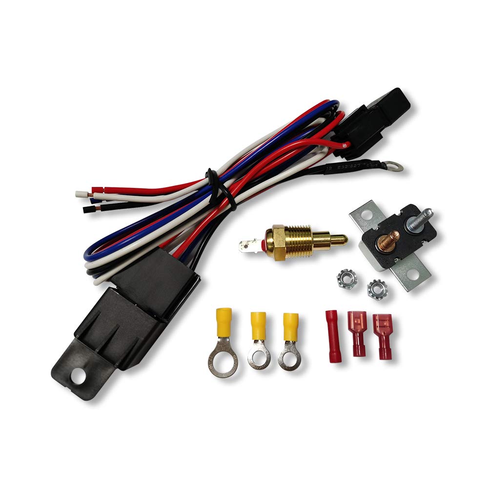 2pcs 10" Universal Electric Radiator Cooling Fan Straight Blade Reversible 1250CFM 12V Black Mounting Kit & Thermostat Switch Relay Kit N525856