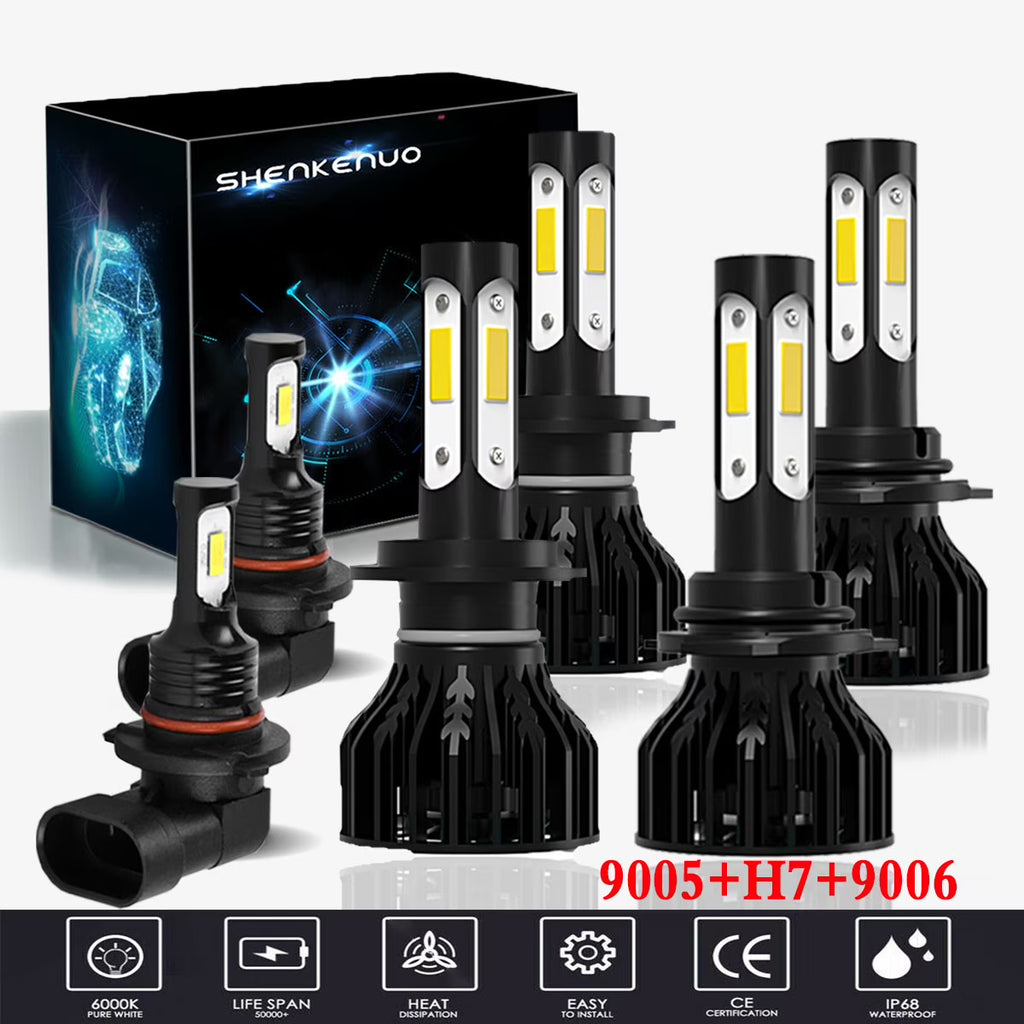 9005 H7 LED Headlight and 9006 Fog Light Bulbs, 6pcs S40689