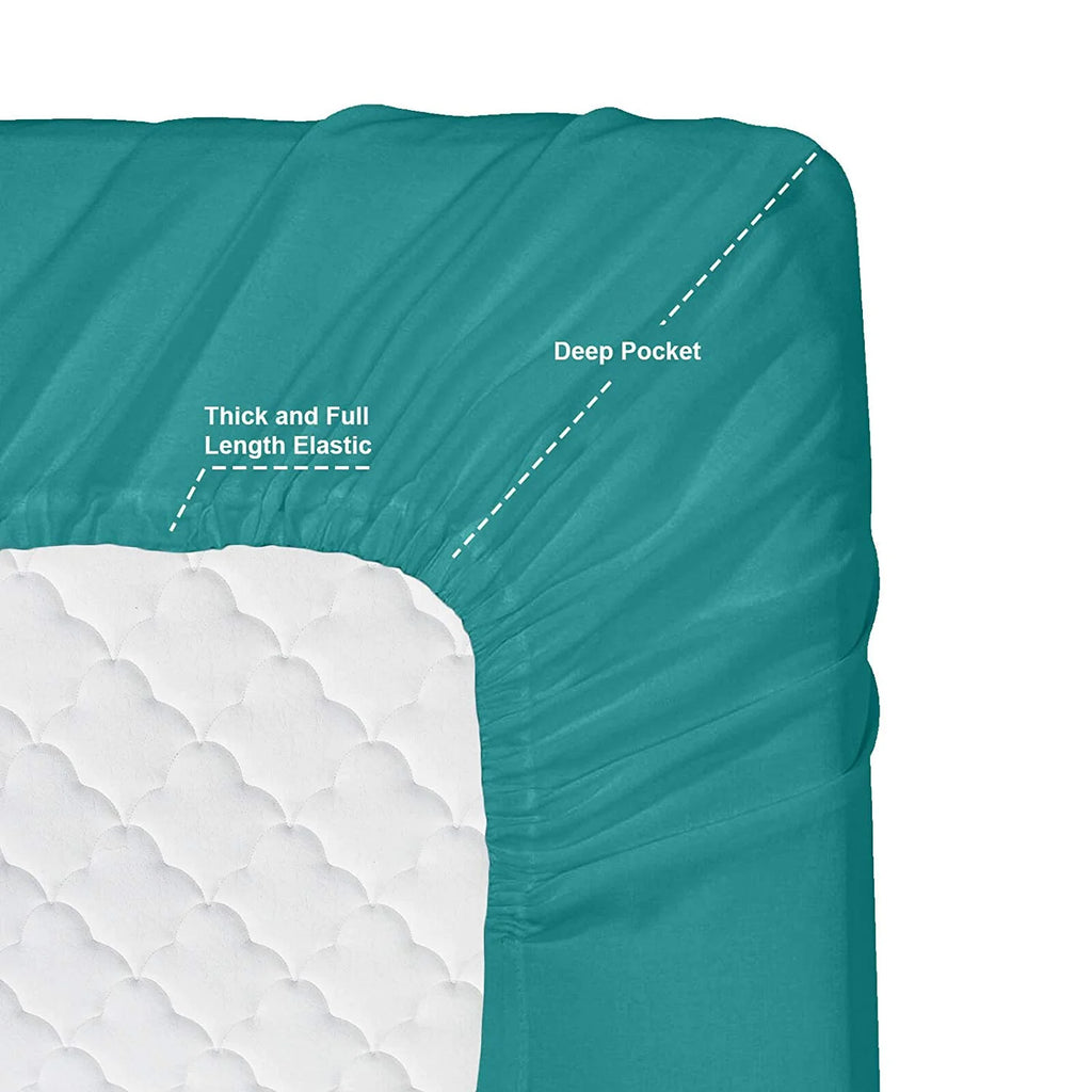 6 Piece California King Teal Microfiber Bed Sheet Set L237762