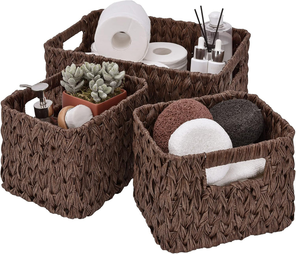Caramel Orange Wicker Basket Set with Handles, 3-Pack N74940
