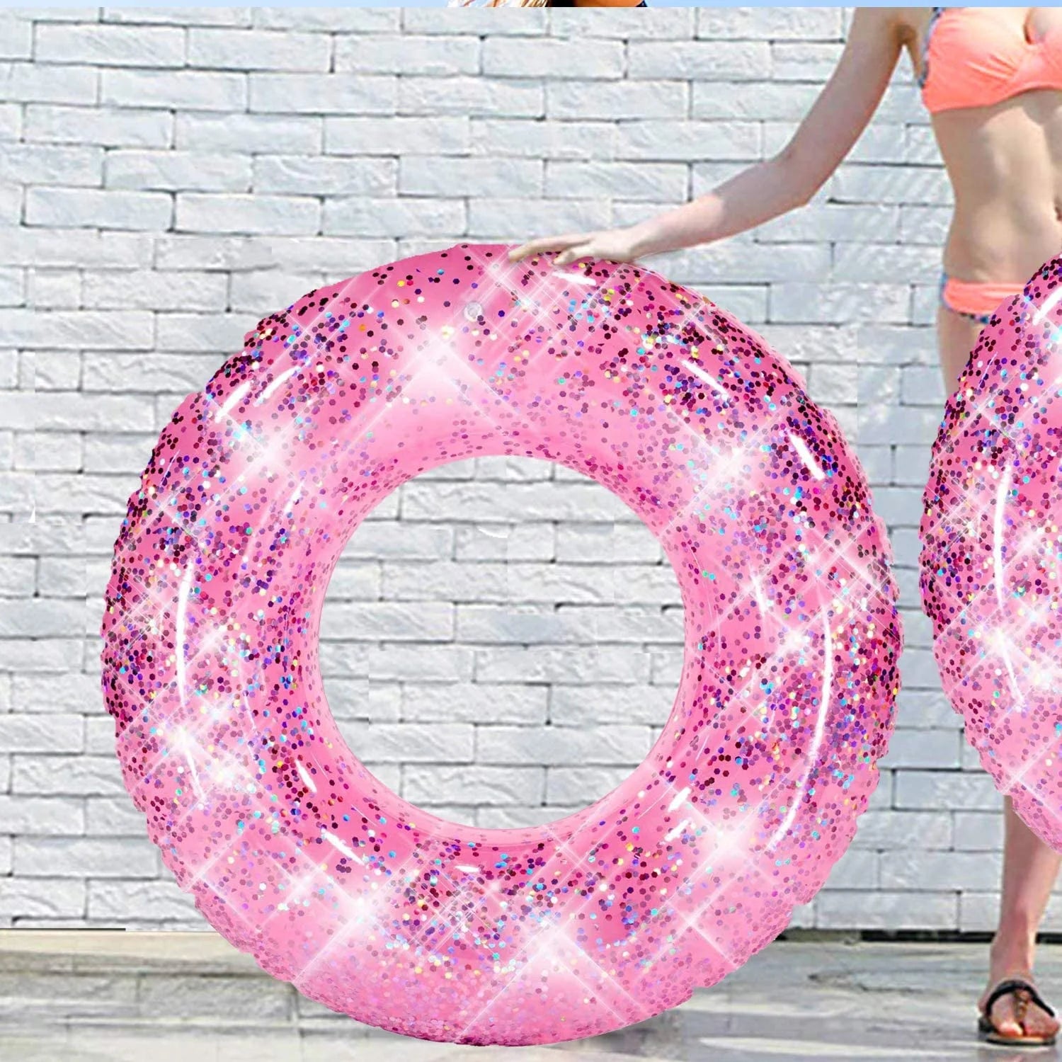 Pink Glitter Inflatable Pool Float M15712