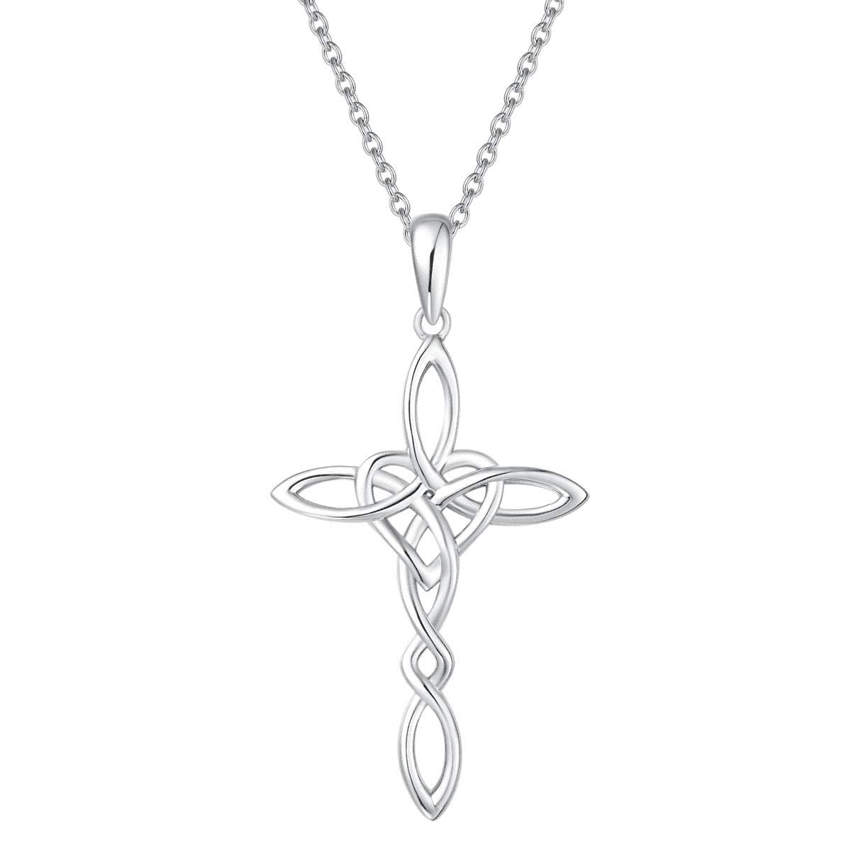 14K Gold Plated Sterling Silver Celtic Knot Cross Pendant Necklace A72047