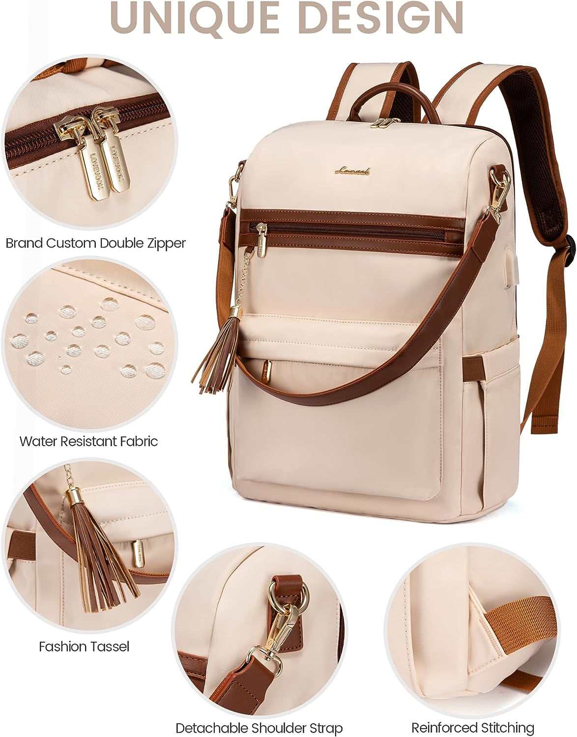 15.6" Laptop Backpack with USB Port Convertible Daypack U990