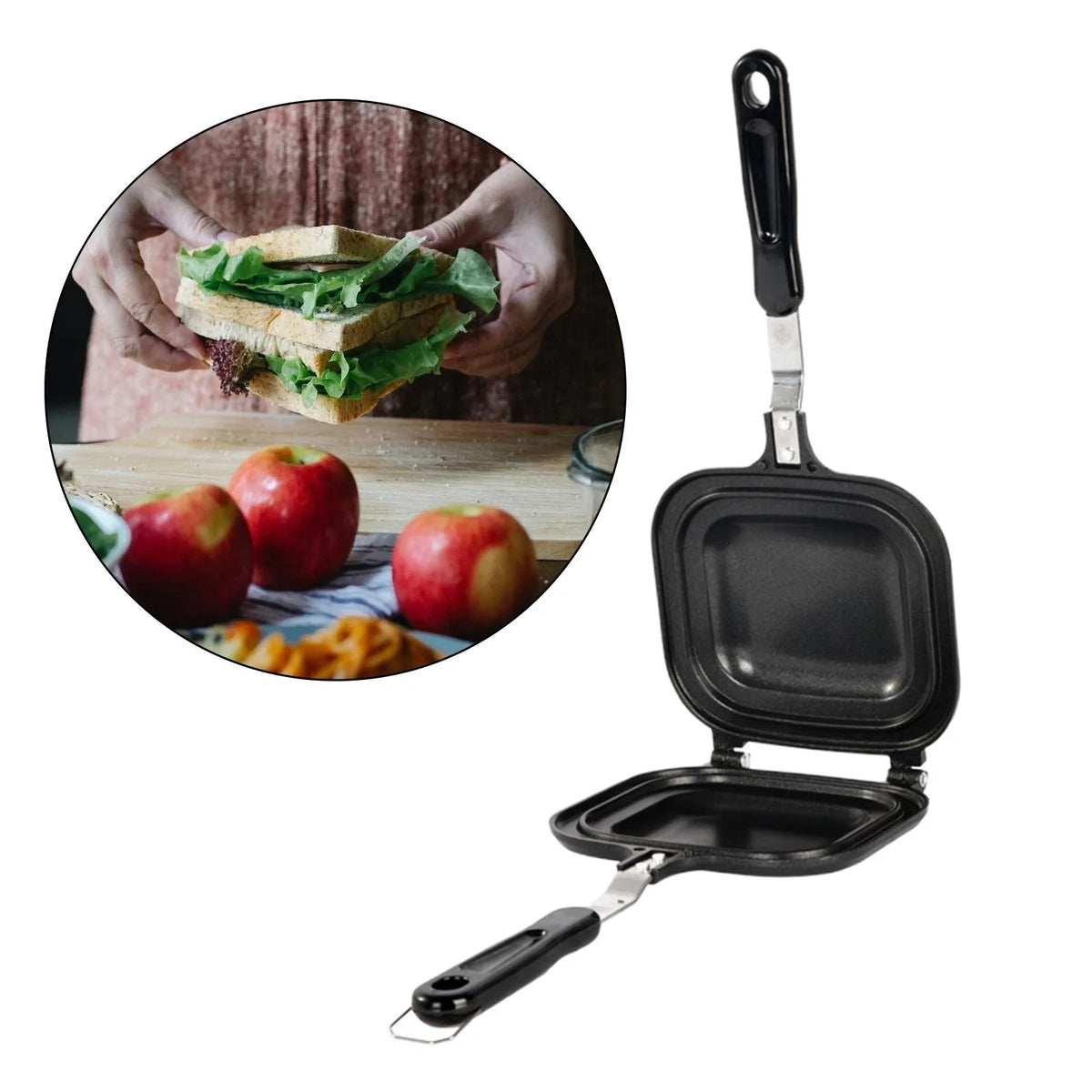 Double Sided Non Stick Sandwiches Maker with Heat Resistant Handles P87191