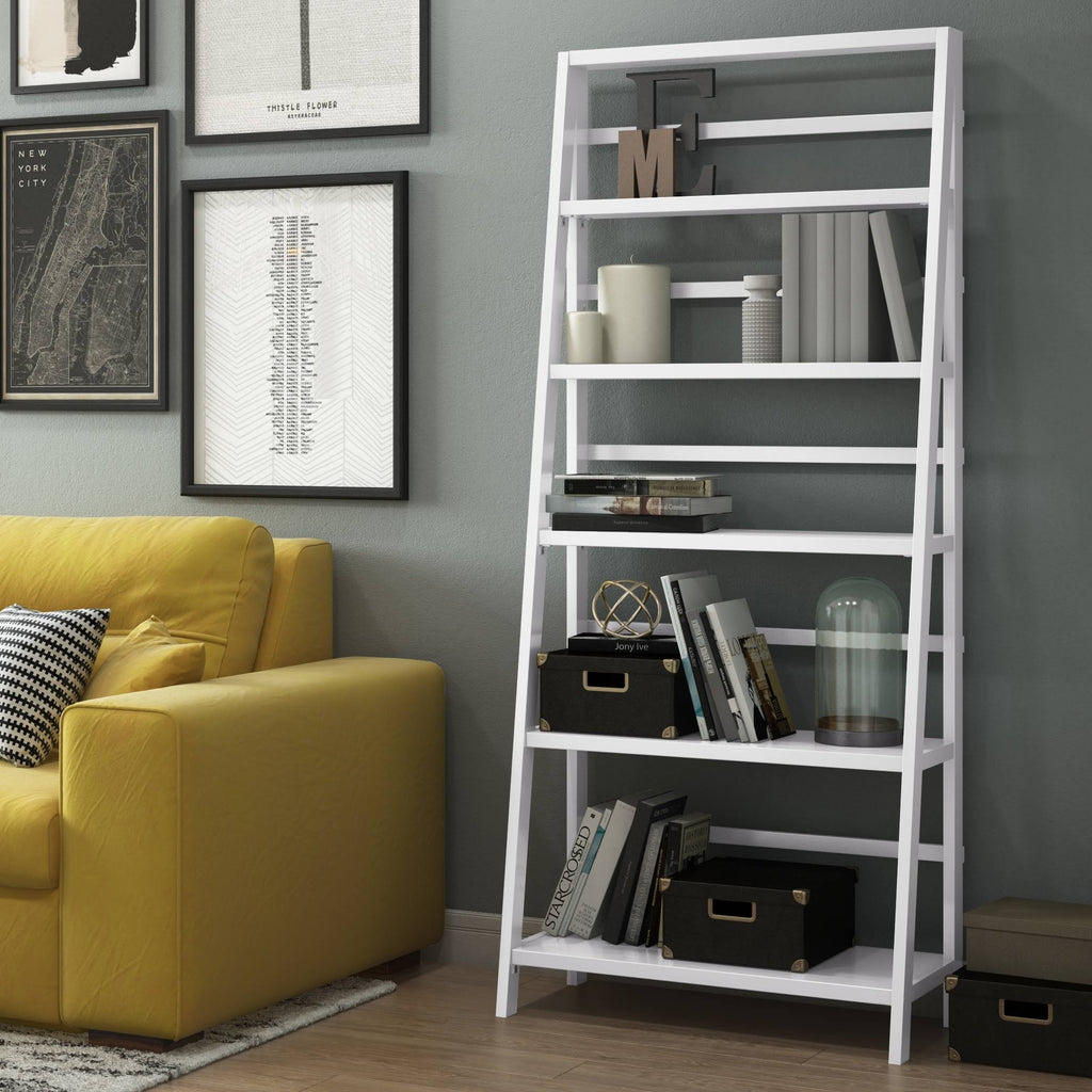 White Solid Wood Bookcase U507
