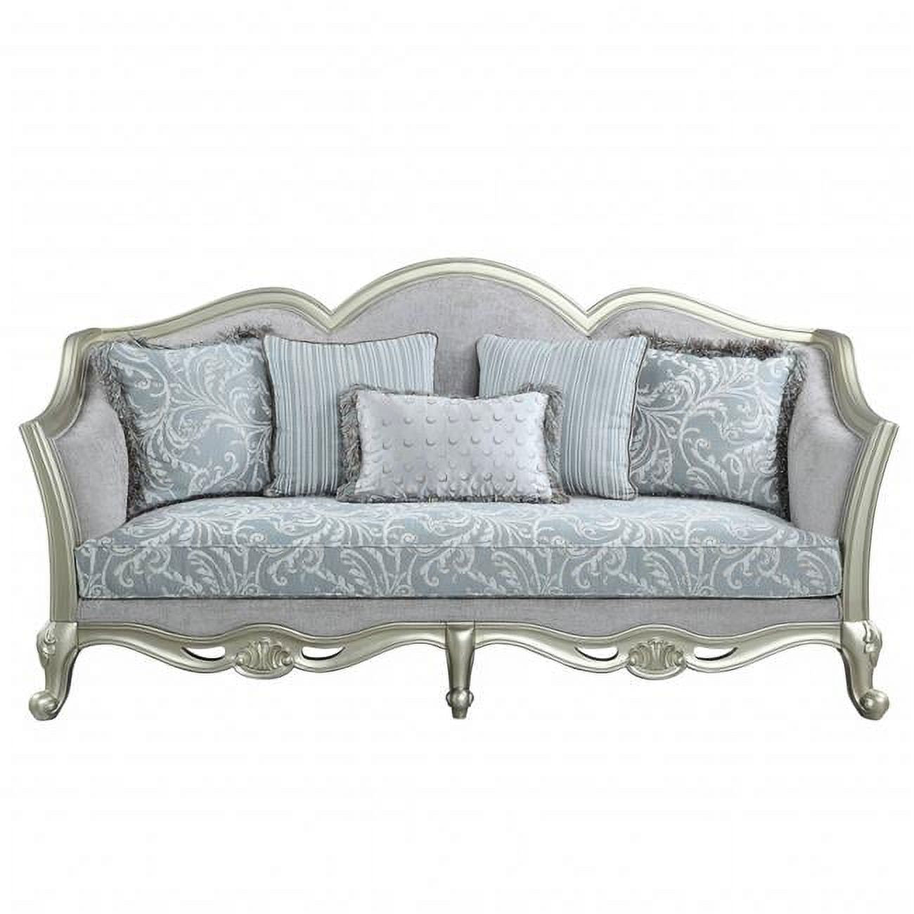Light Gray Linen Sofa with Five Toss Pillows T400222