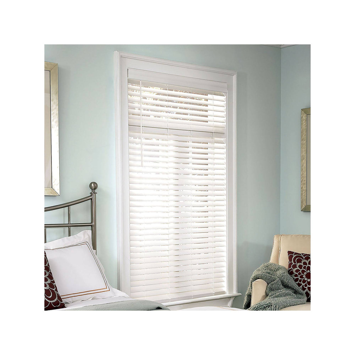 White 31.25X72 Faux Wood Cordless Blind M60889