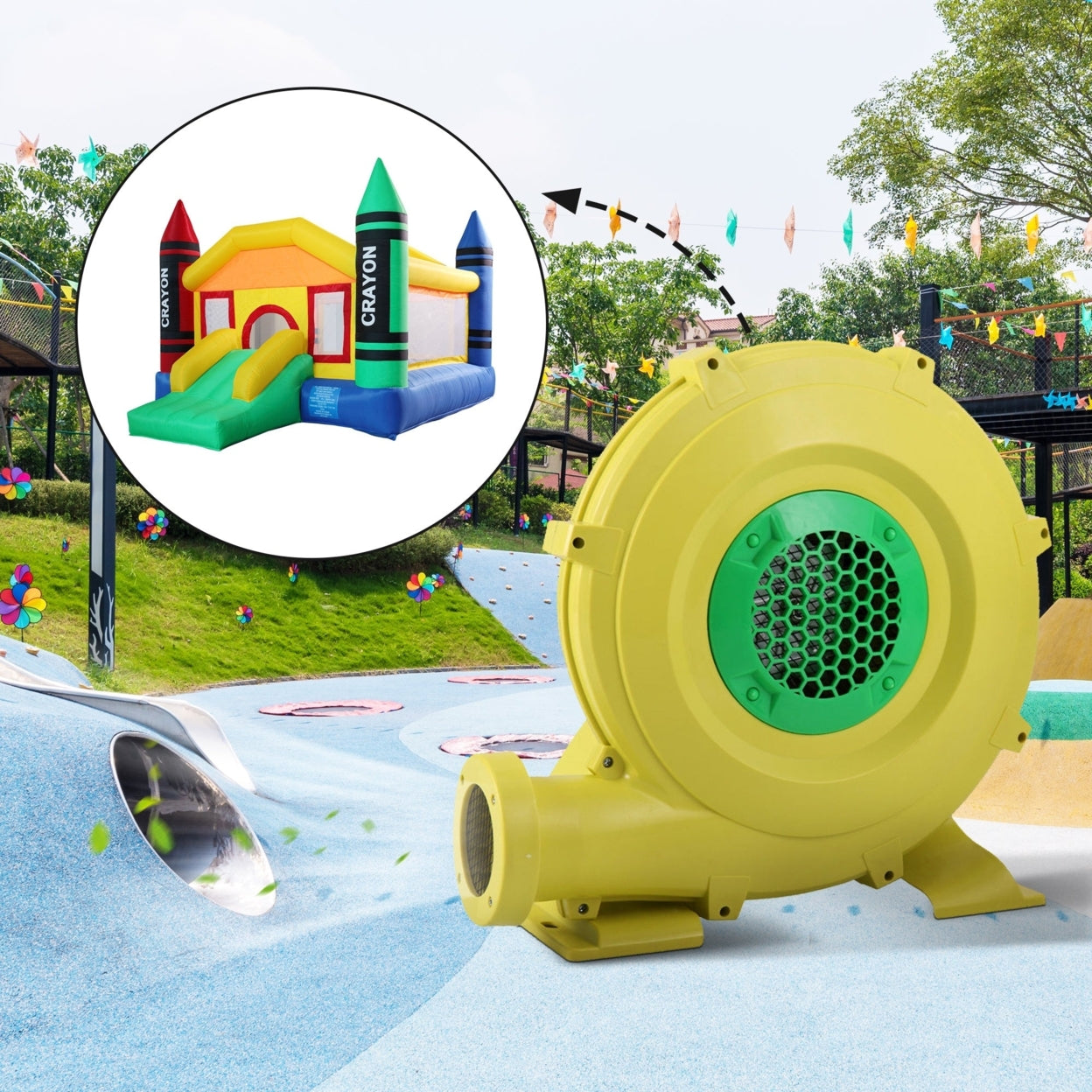 Yellow and Green Portable Air Blower for Inflatable Bounce Castle S796