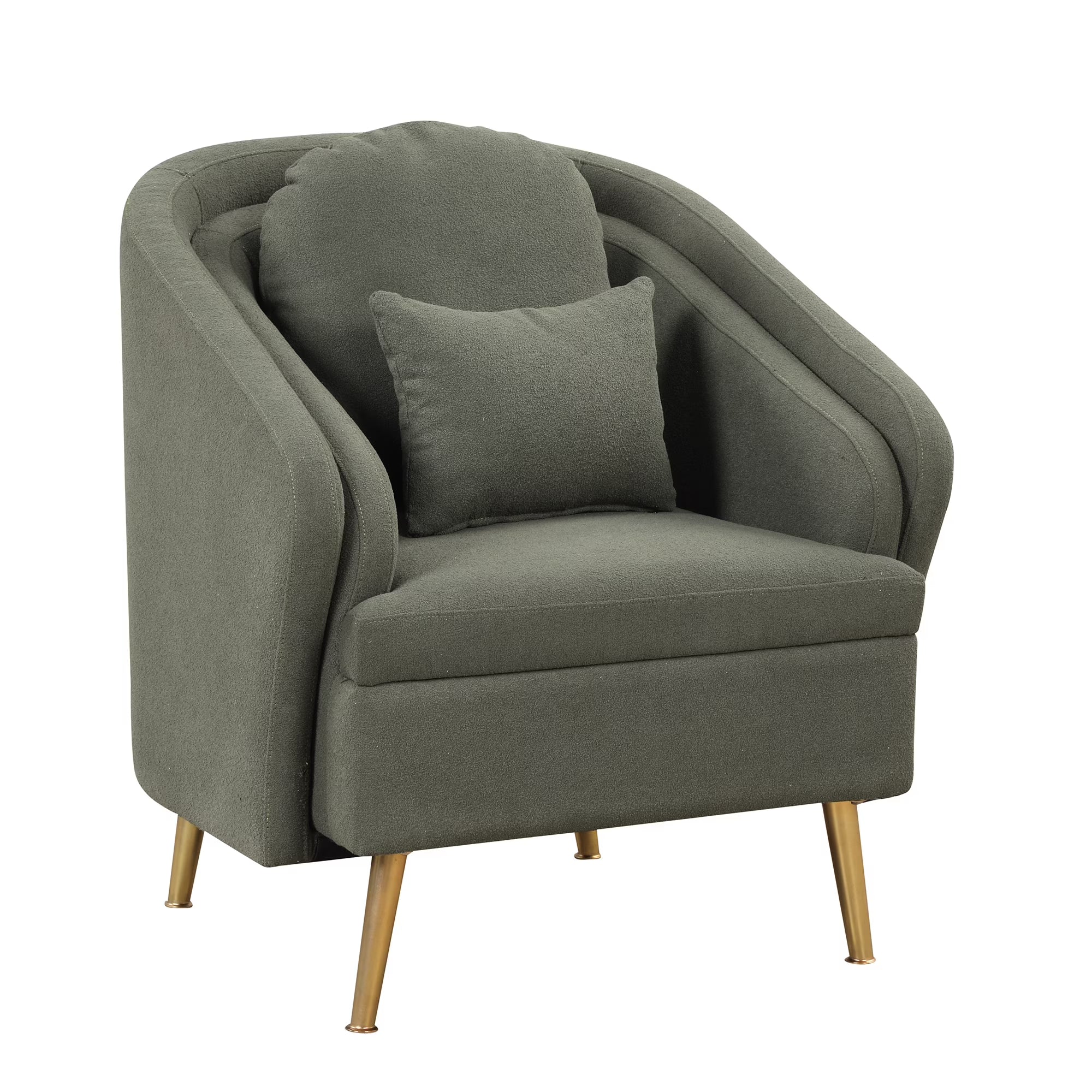 Seaweed Green Upholstered Accent Chair with Metal Legs Q345