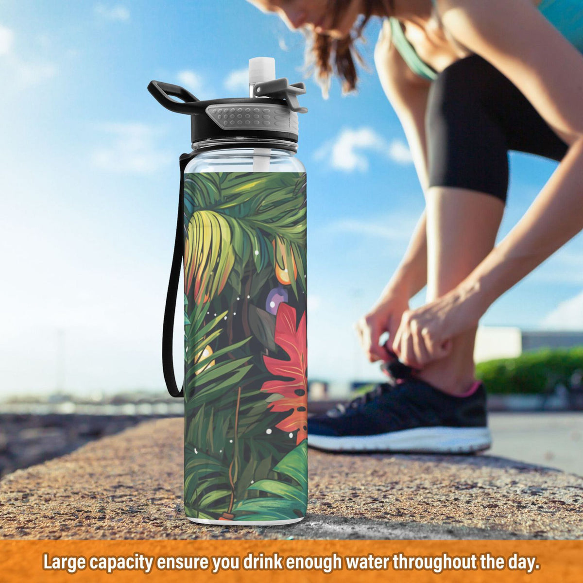 32oz Tritan Leakproof Clear Sports Water Bottle with Straw A4935