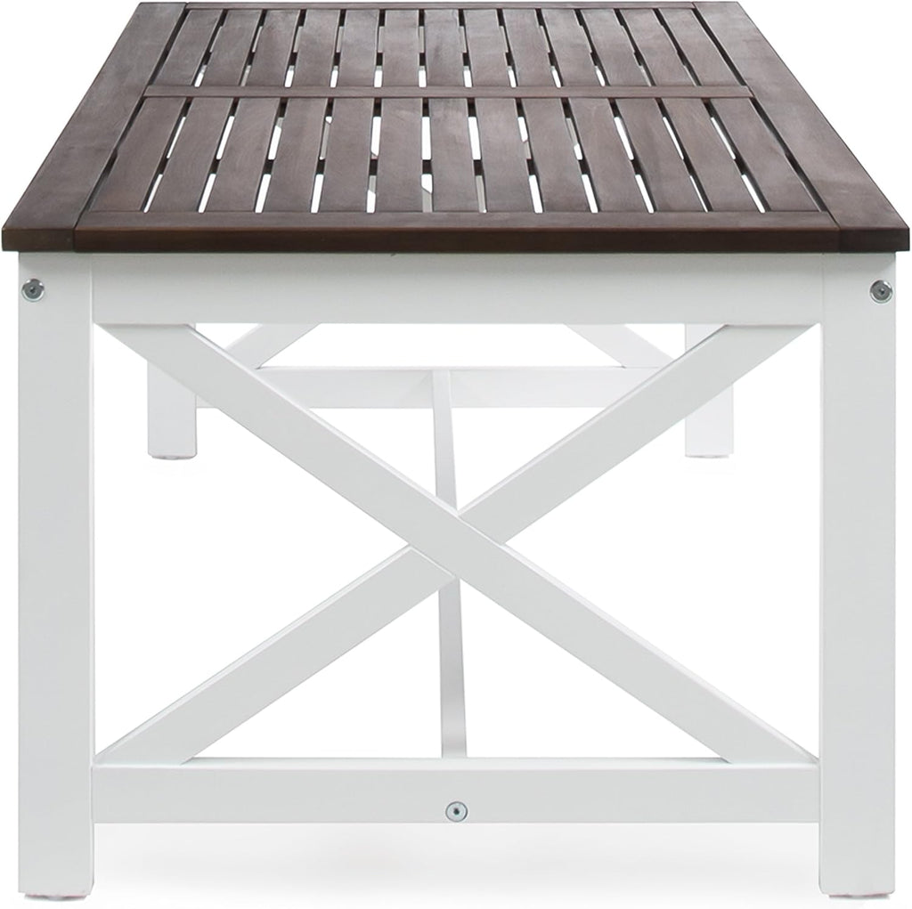 White Base / Dark Brown Top Acacia Wood Coffee Table O575890