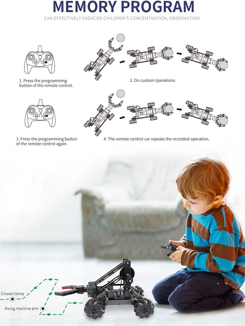 Smart Robot Arm Kit with 4-DOF Robotic Car Q6799