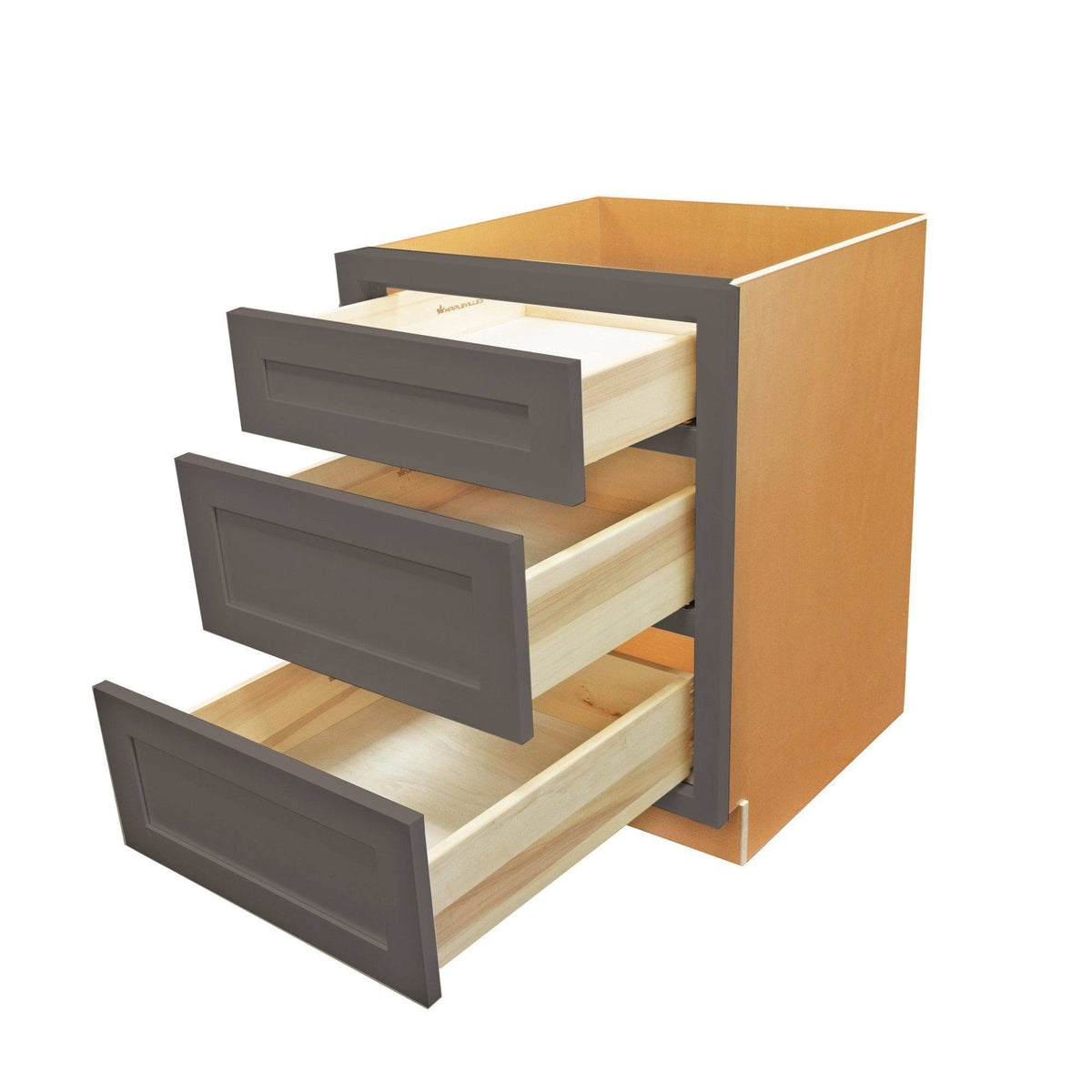 21 inch Wide Drawer Base Kitchen Cabinet Three Drawers Dark Gray Inset Shaker Y567