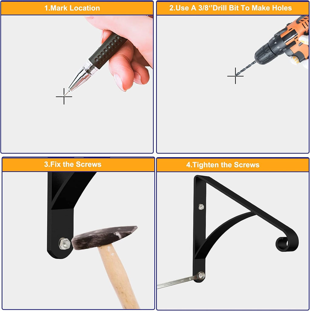 Black Metal Handrail for Outdoor Steps Stair Railing Kit Q54629