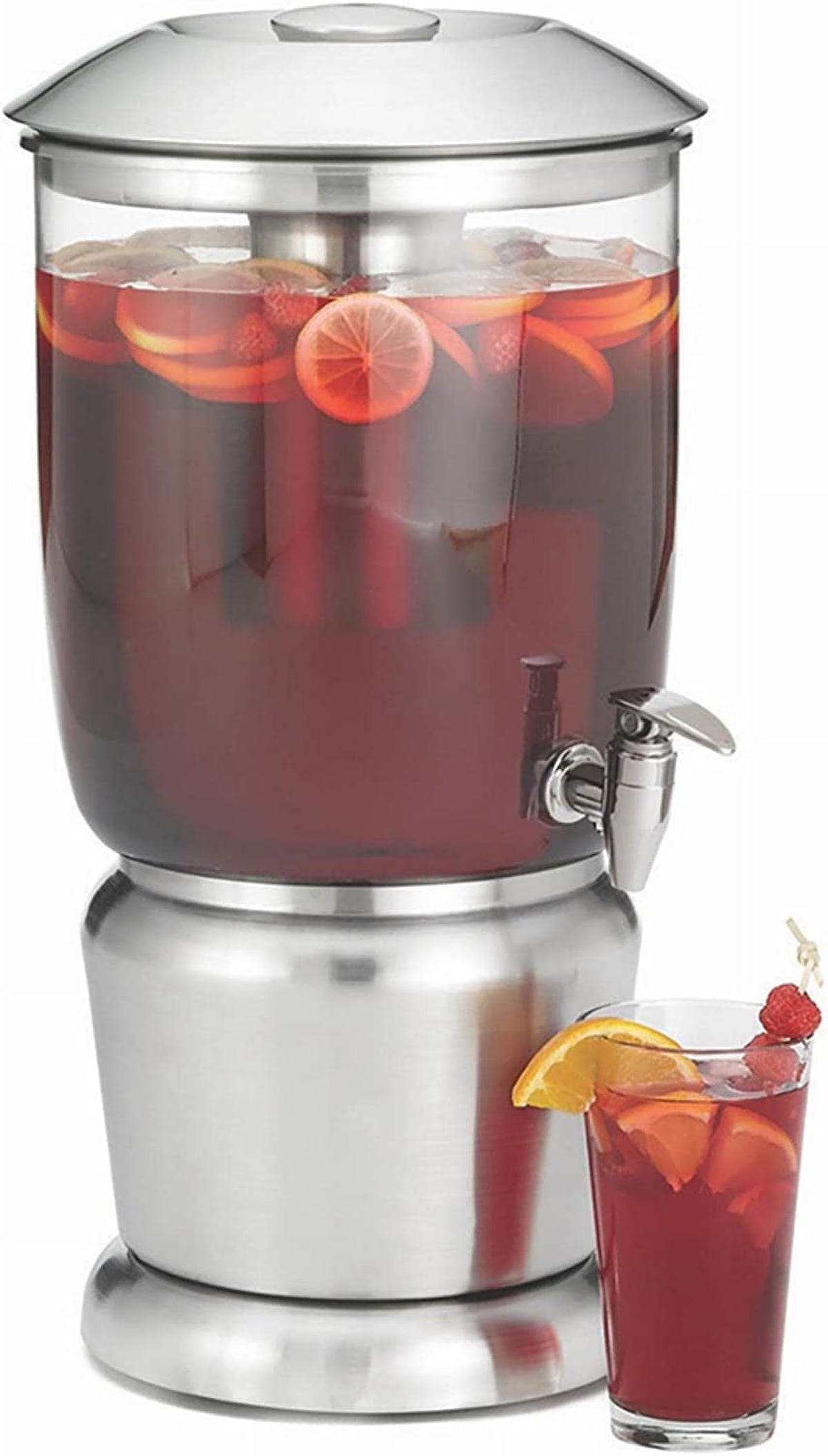 Gallon Drink Dispenser With Fruit Infuser & Stand, Tritan Stainless Steel K408