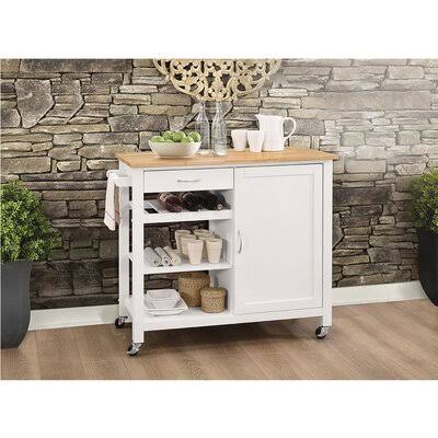 Natural & White Kitchen Cart T761772