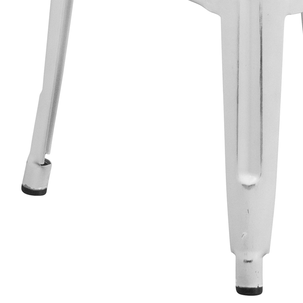 4 Pack 30" High Backless Distressed White Metal Barstool Q8016