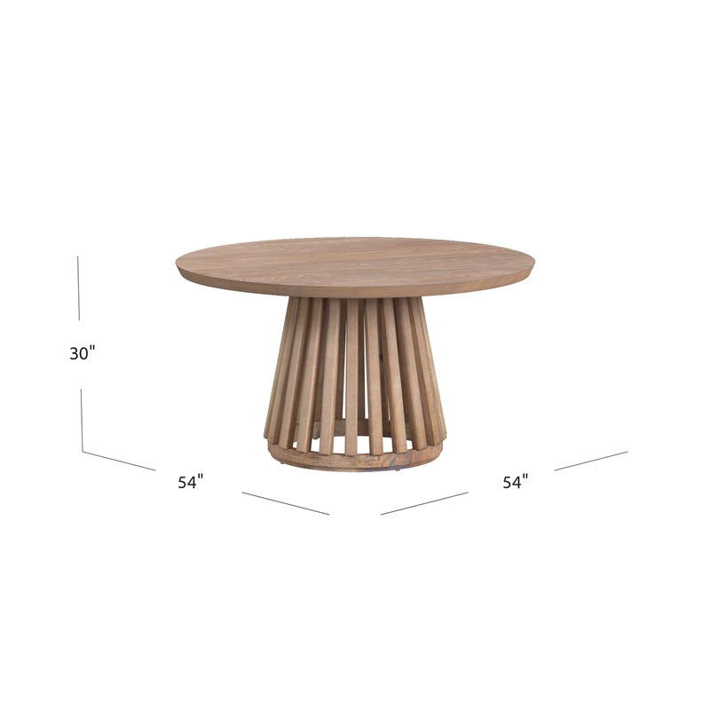 Tan Round Wood Dining Table with Tapered Slat Base U70098