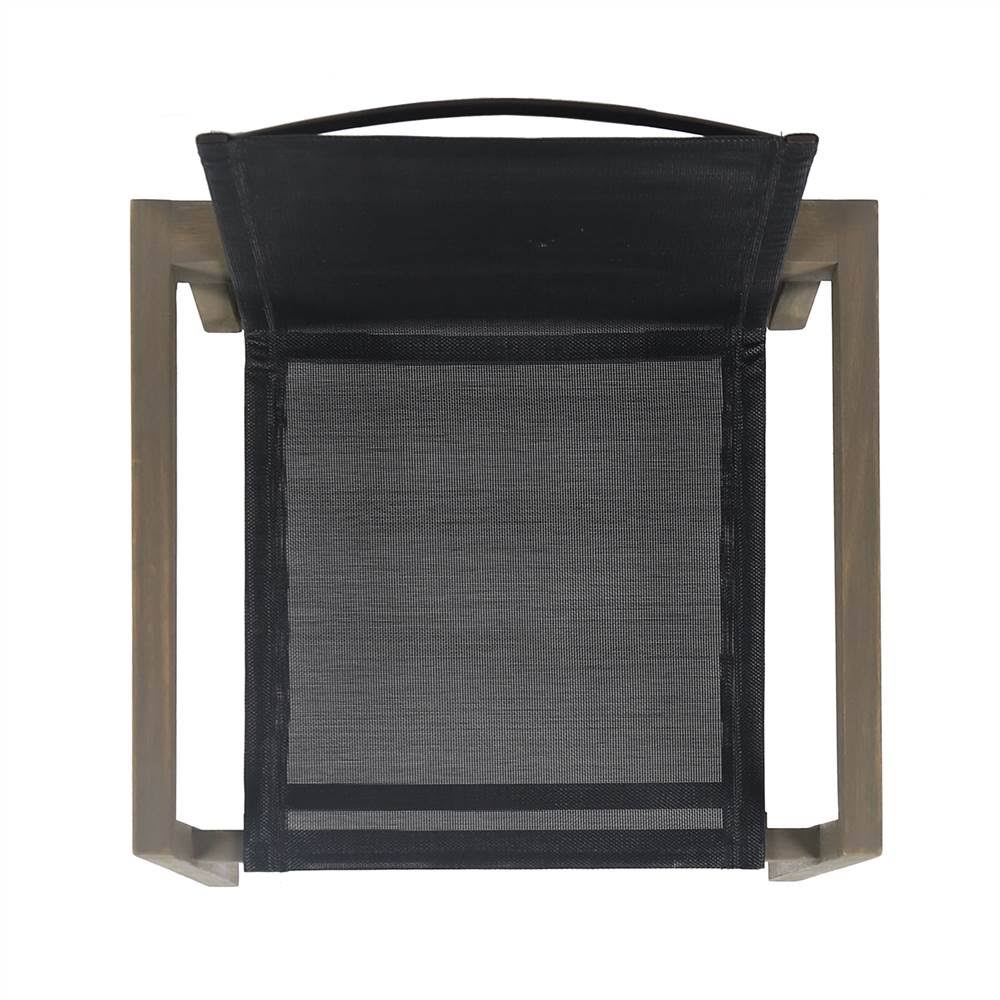 Outdoor Acacia and Mesh Dining Chairs (Set of 2), Gray O80628