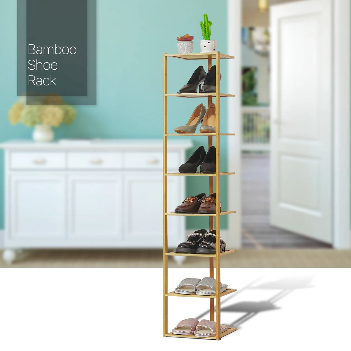 Bamboo 8 Tiers Corner Shoes Rack F69883