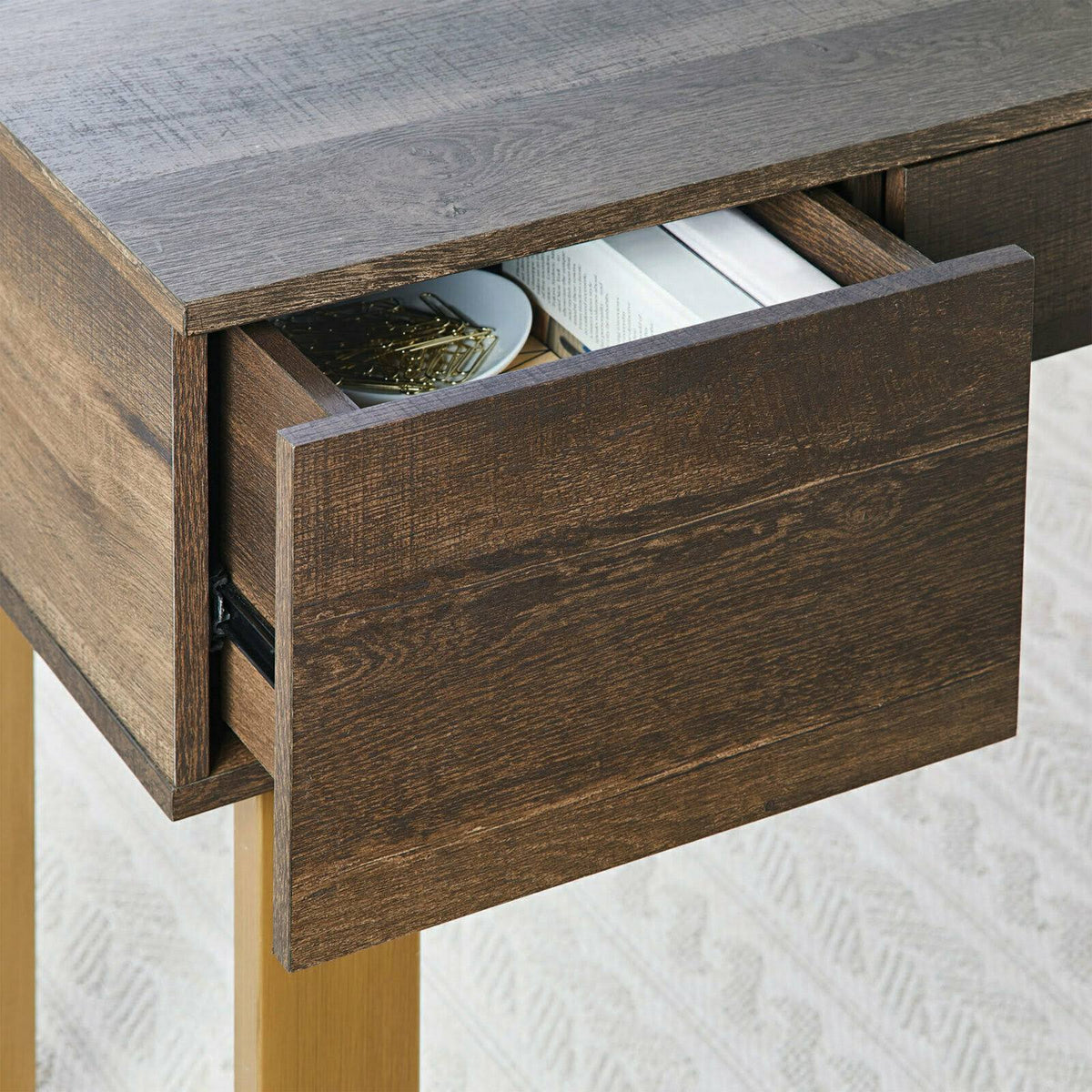 Toasted Brown Ash 3-Drawer Writing Desk C646518
