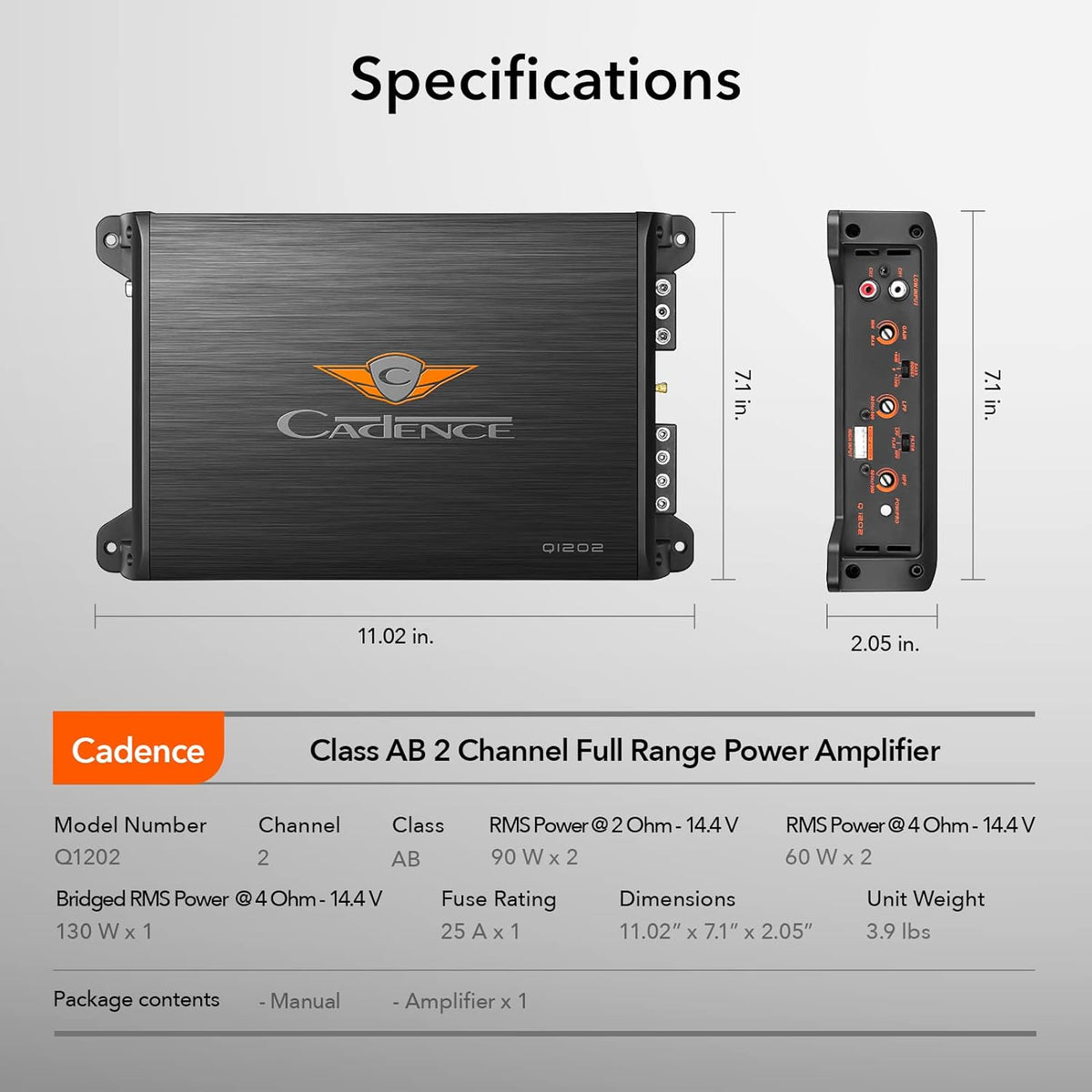 300 Watts Max Power 2 Channel Car Amplifier U116